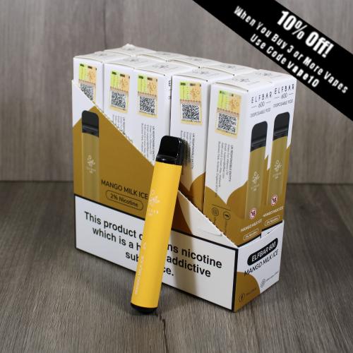 Elf Bar 600 Disposable Vape Bar - Mango Milk Ice - 10 Pack