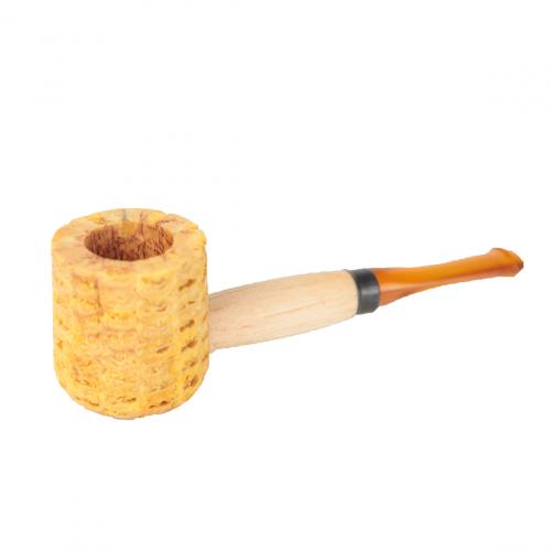 Corn Cob Miniature Varnished Straight Amber Stem Pipe