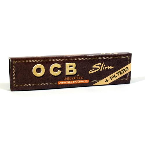 OCB Unbleached Virgin Slim Kingsize Rolling Papers + Filters 1 Pack