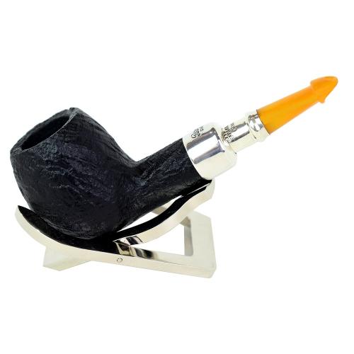 Peterson Spigot Sandblast 87 Amber Silver Mounted Fishtail Pipe (PE130)