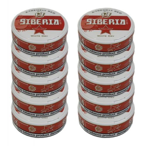 Siberia -80 Degrees White Dry Portion Red Chewing Tobacco Bag - 10 Tins