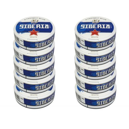 Siberia -80 Degrees White Portion Blue Chewing Tobacco Bag - 10 Tins