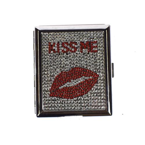 Silver Kiss Me Cigarette Case - Holds Up To 20 Kingsize Cigarettes