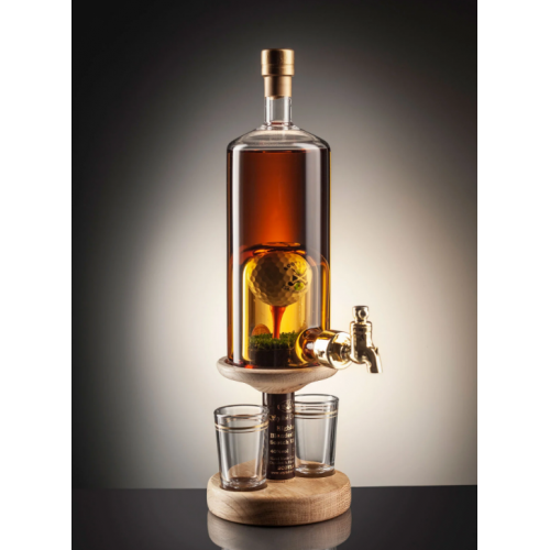 Golf Ball on Tee with Tap and 2 Glasses Whisky Decanter (Stylish Whisky) - 40% 350ml