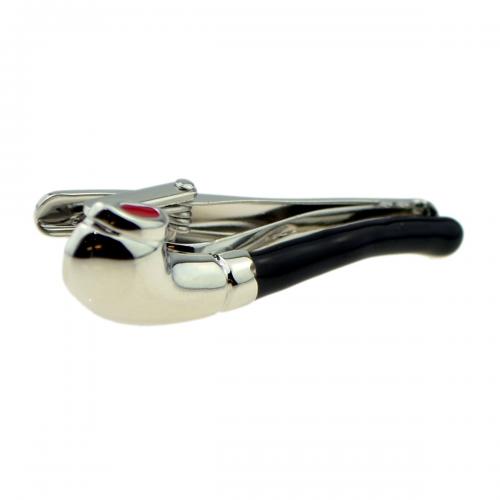 Silver Pipe Smokers Tie Pin Clip